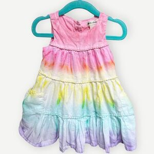 Pandemonium Girls Baby Kids Sleeveless Rainbow Tie Dye Cotton Dress. 12 Months.